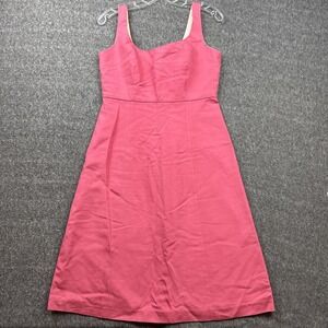 J.Crew Pink Sleeveless Sheath Dress Size 8 Cotton Lined Knee Length